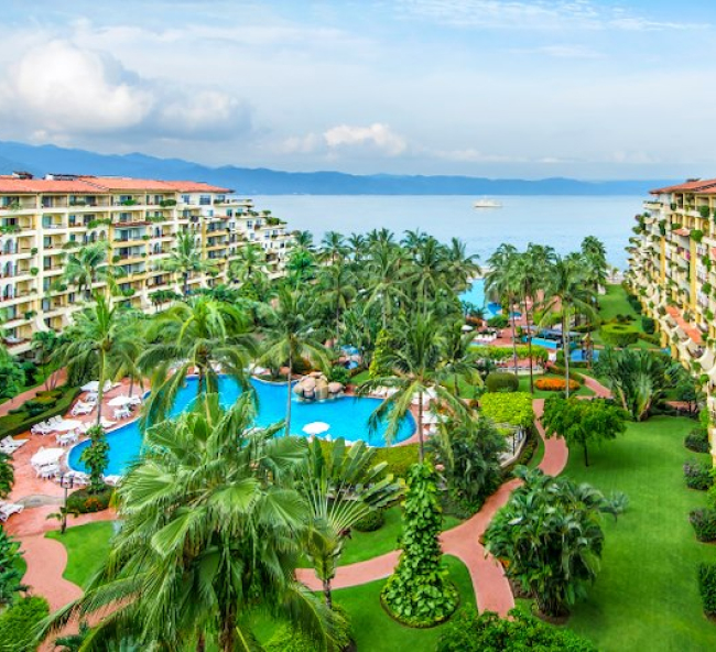 Beautiful landscape of Grand Velas Vallarta resort in 1990